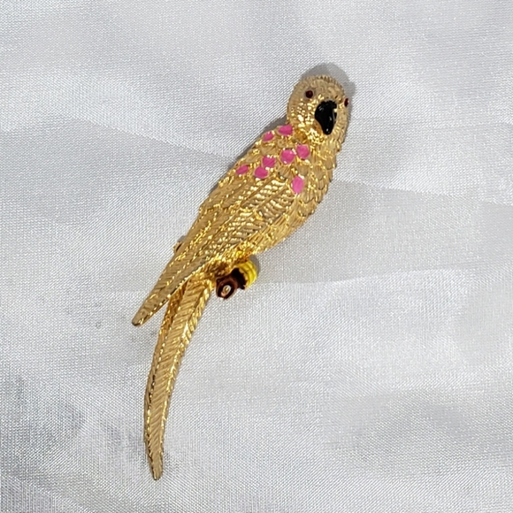 Vintage Golden Parakeet Brooch 1950's - Picture 4 of 4